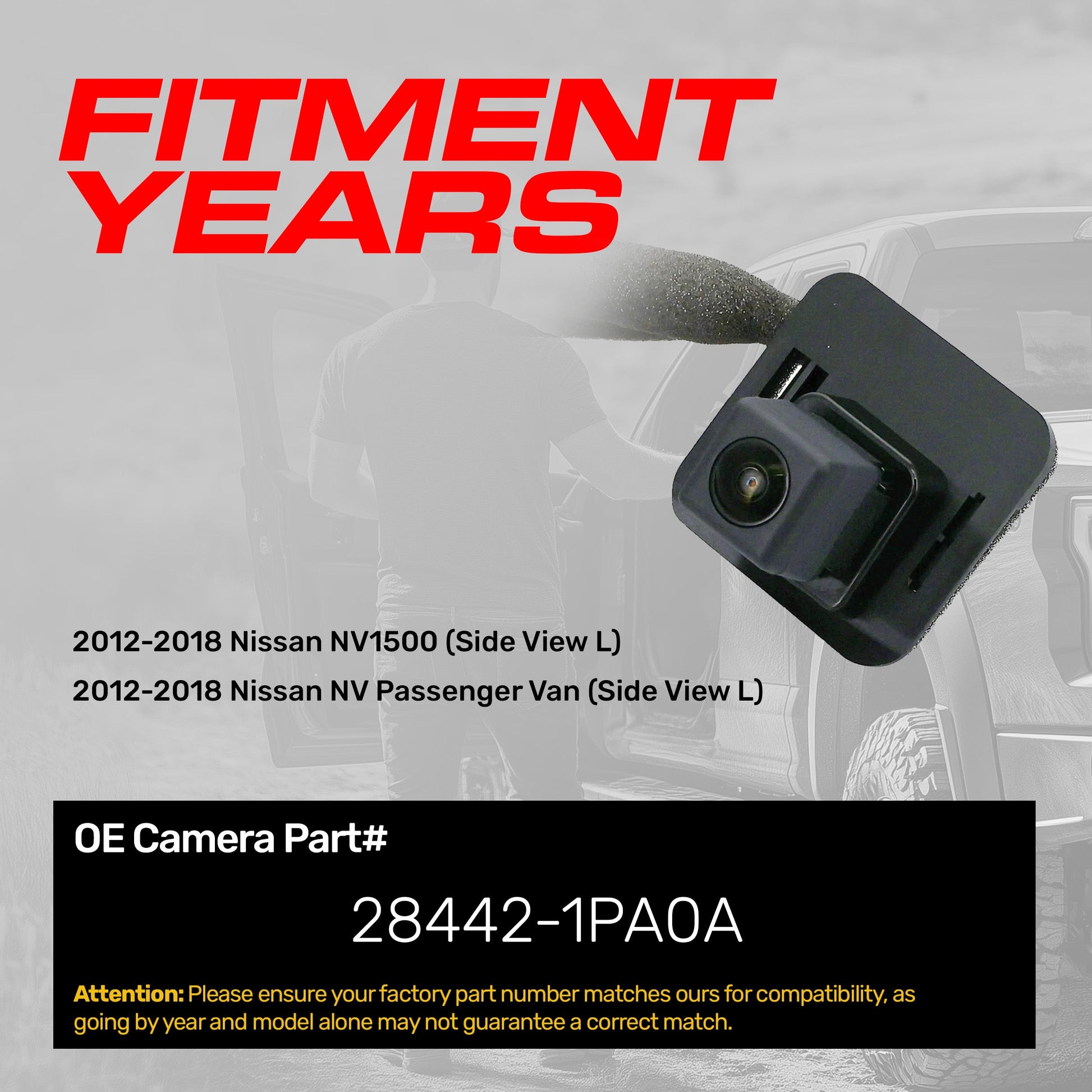 Master Tailgaters left rear view backup camera 2012-2018 NV1500/Passenger Van 28442-1PA0A on Tampa Home & Garden Store