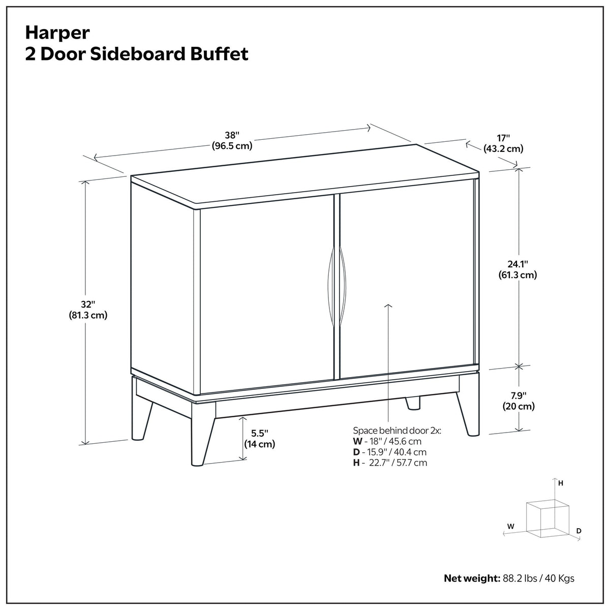 Walnut Brown 2-Door Sideboard Buffet Harper with Adjustable Shelves by HouseOfZazla on Tampa Home & Garden Store