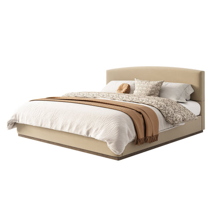King Size Camel Velvet Upholstered Bed Frame