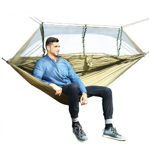 Outdoor parachute hammock with mosquito net army green portable camping hammock My Store on Tampa Home & Garden Store