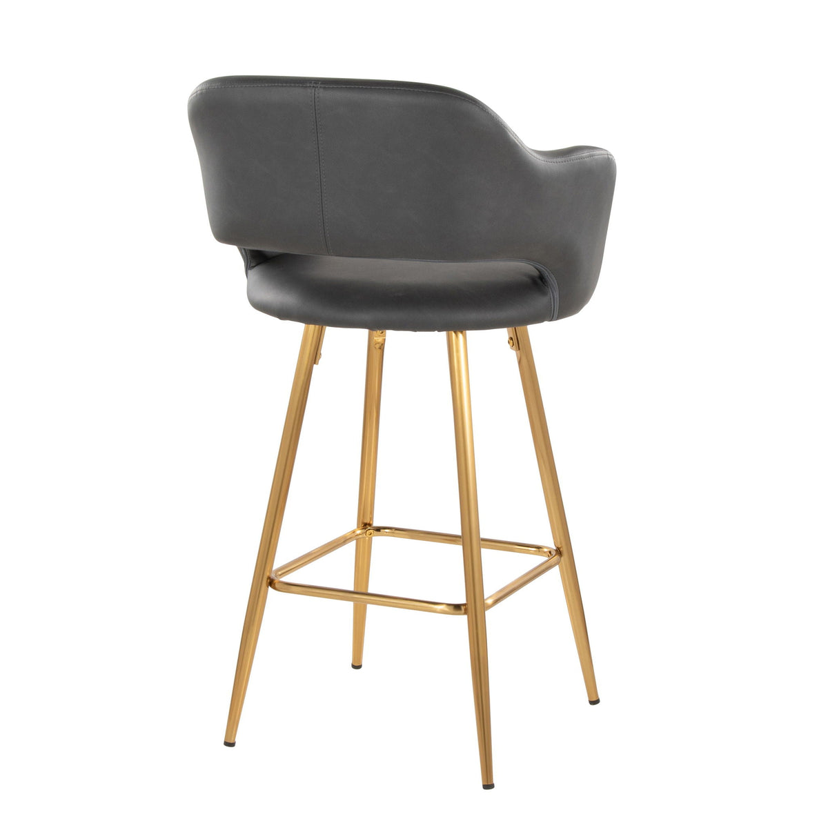 Fixed-height counter stools set of 2, black faux leather, gold legs on Tampa Home & Garden Store