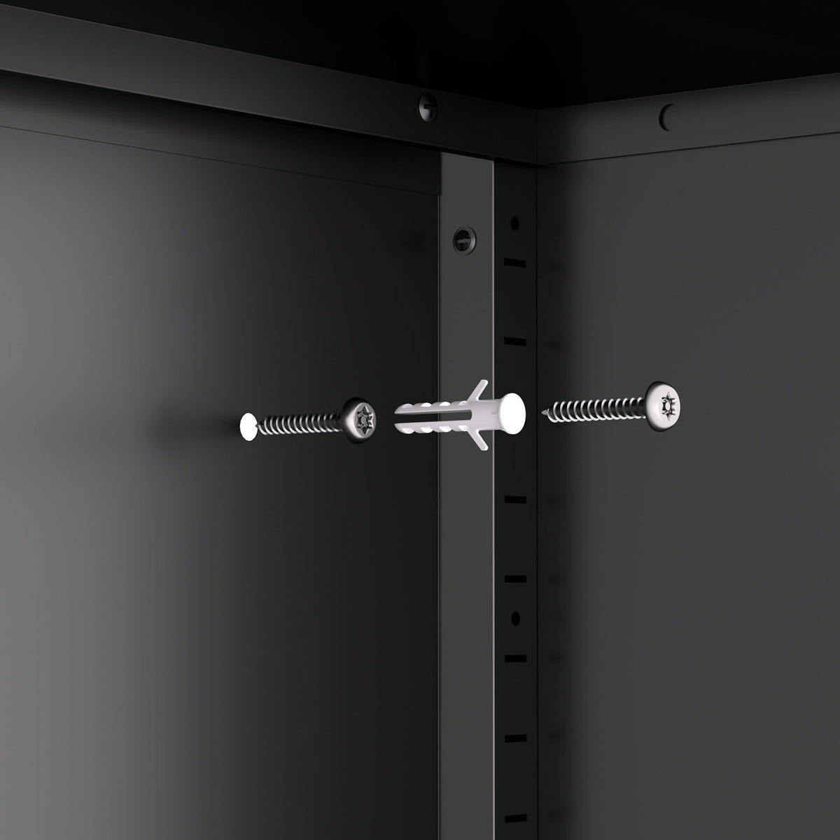 Steel garage storage cabinet hardware with adjustable shelves and locking rail on Tampa Home & Garden Store