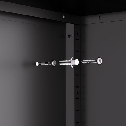Steel garage storage cabinet hardware with adjustable shelves and locking rail on Tampa Home & Garden Store