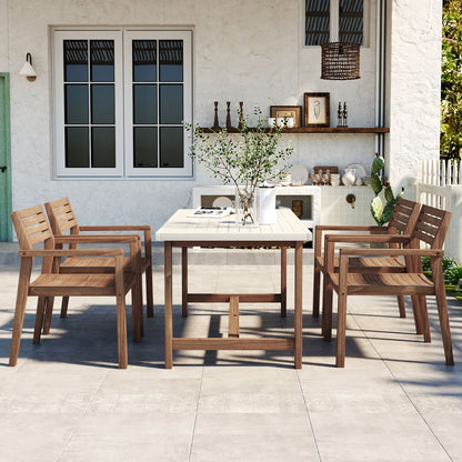 Five Piece Outdoor Acacia Wood Set and a Bench