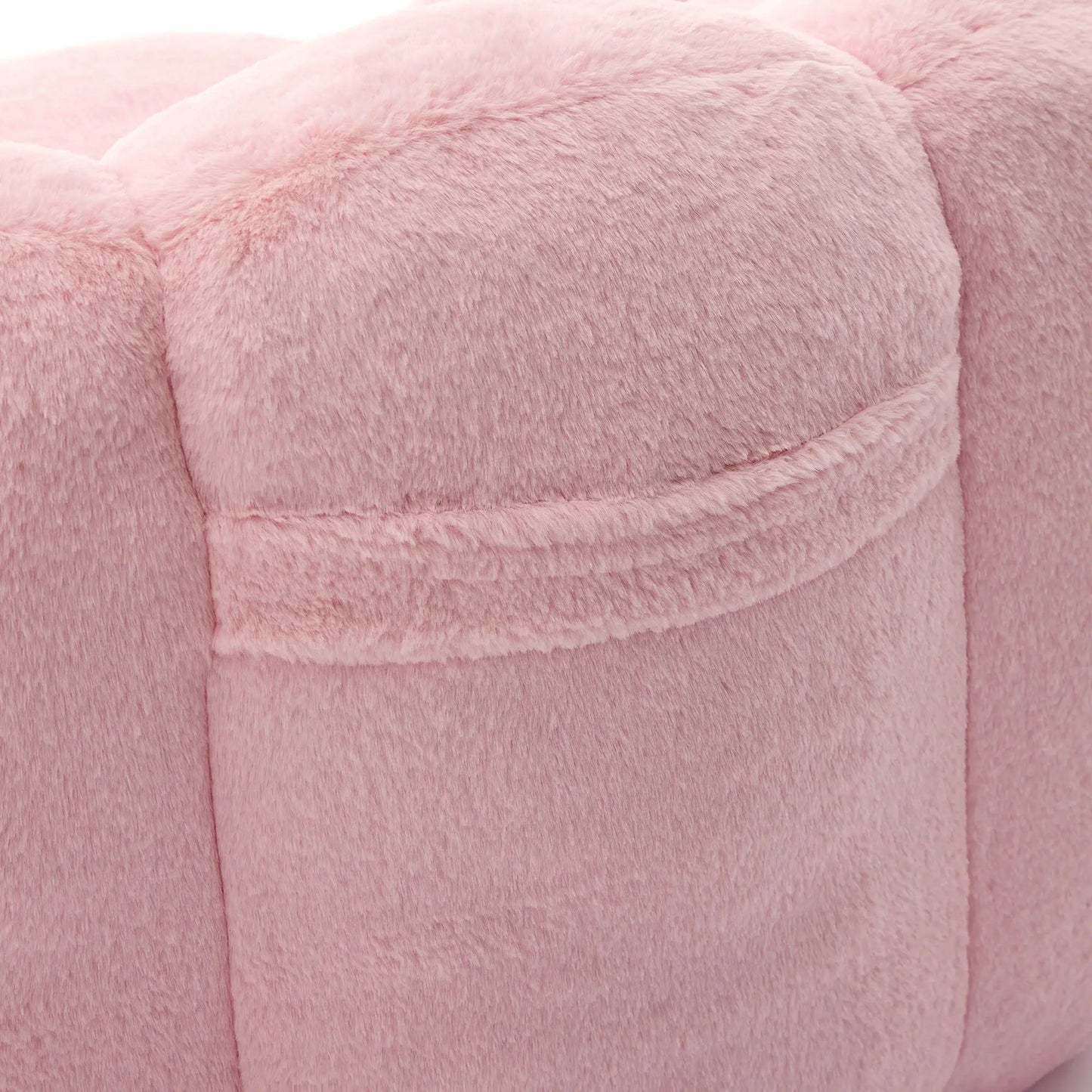 Lotus Style Compression Sofa With Pull Ring bean bag chair pink plush fabric close-up on Tampa Home & Garden Store