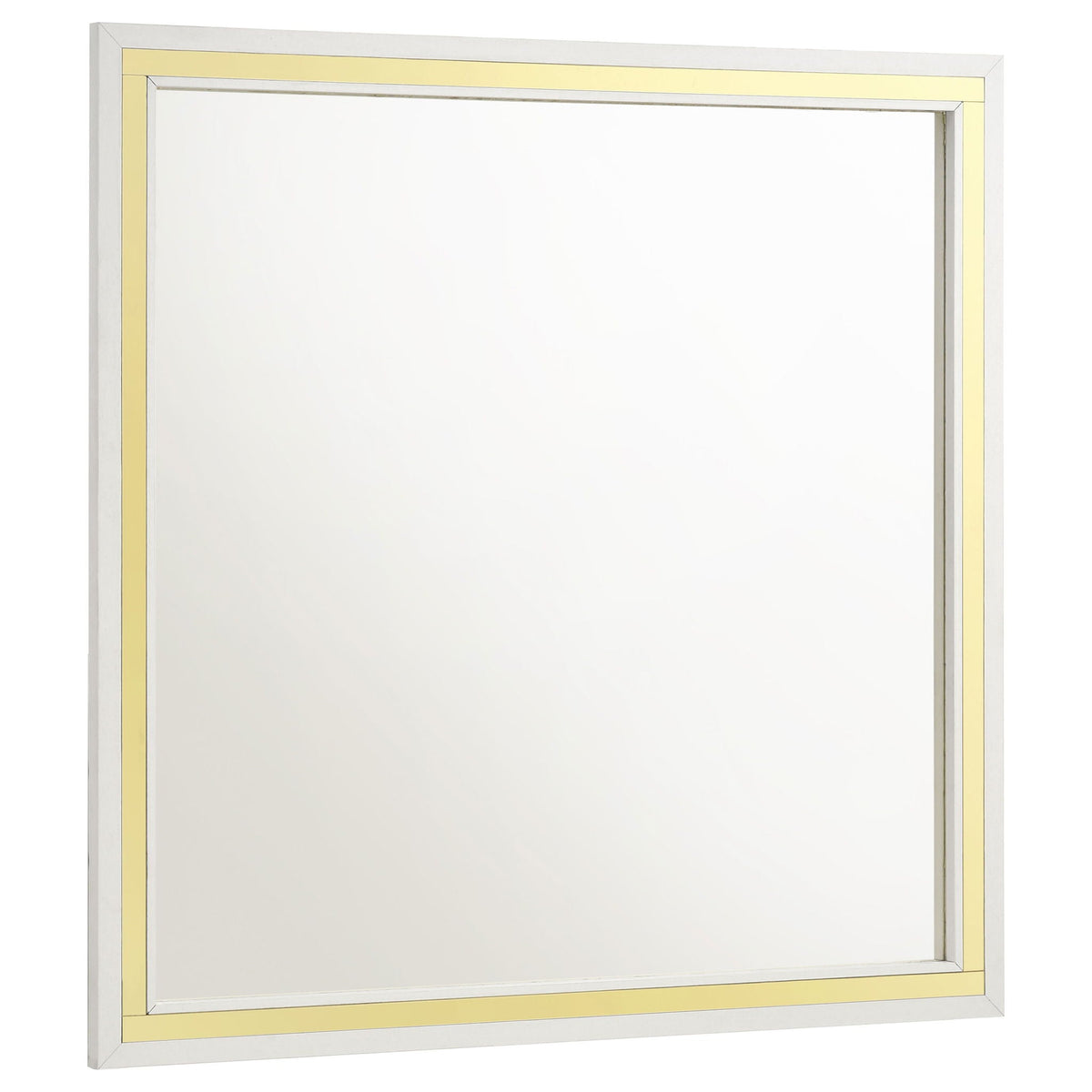 Malcolm bedroom mirror from HouseOfZazla 5 piece set, white frame with gold inner trim on Tampa Home & Garden Store