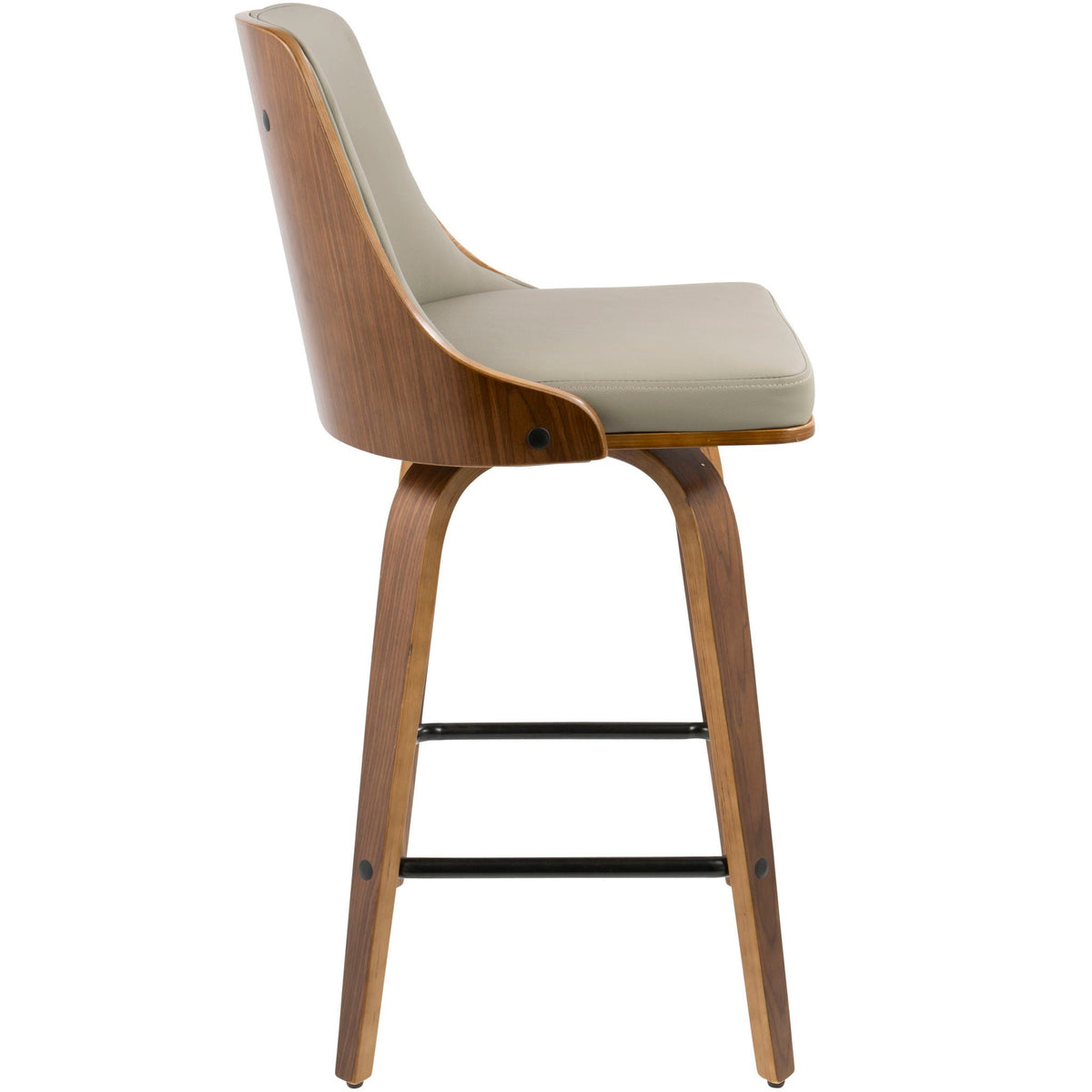 Mid-century modern counter stool by HouseOfZazla, swivel, wood with beige upholstery on Tampa Home & Garden Store