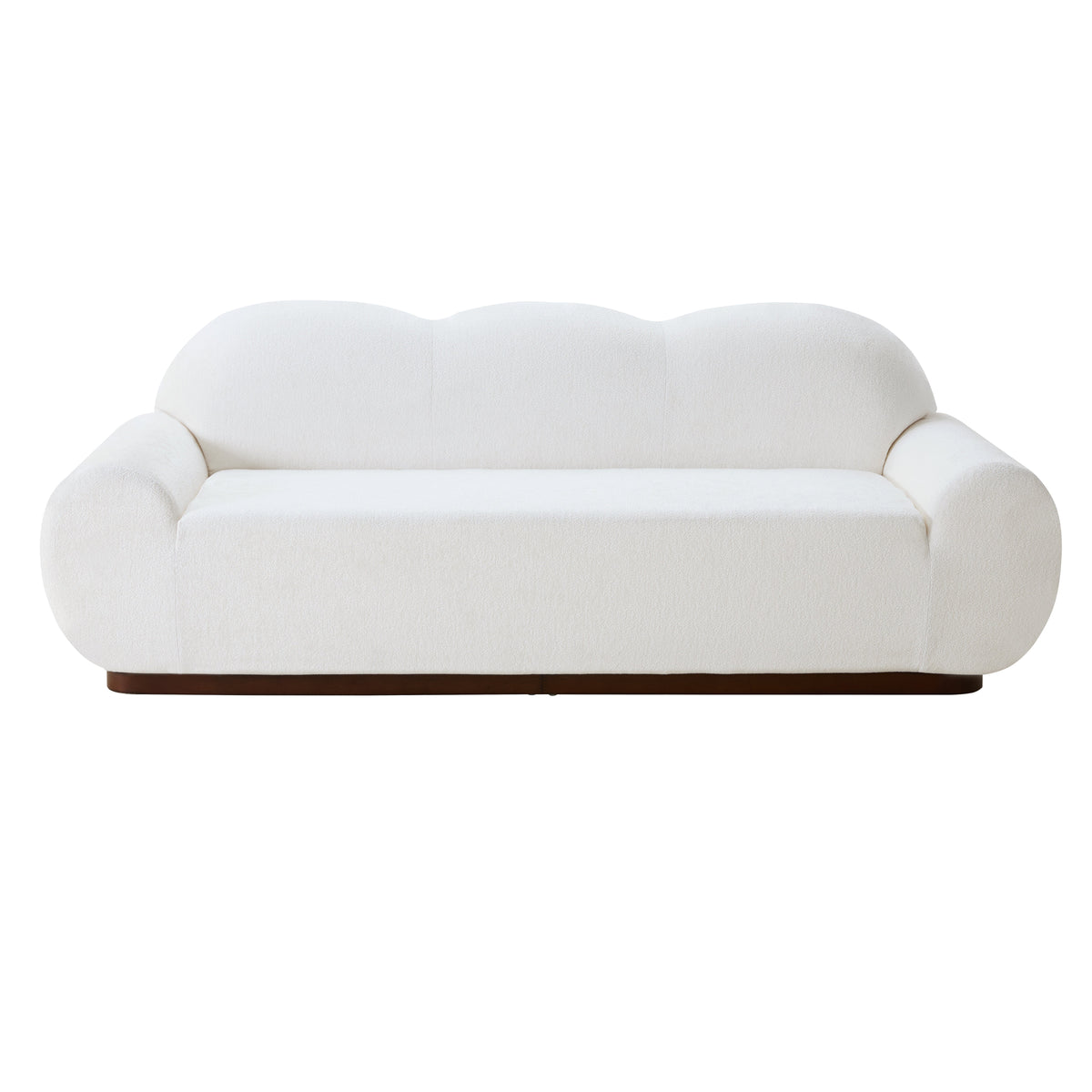 The Cloud Curved 3 Seater Chenille Sofa In Snow