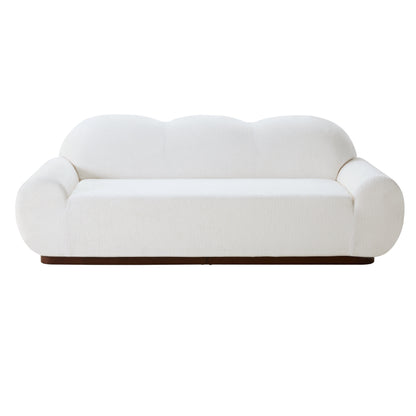 The Cloud Curved 3 Seater Chenille Sofa In Snow
