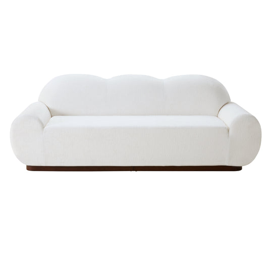 Sofa 88 in Cloud Curved 3-Seater with round arms in white snow chenille by HouseOfZazla on Tampa Home & Garden Store