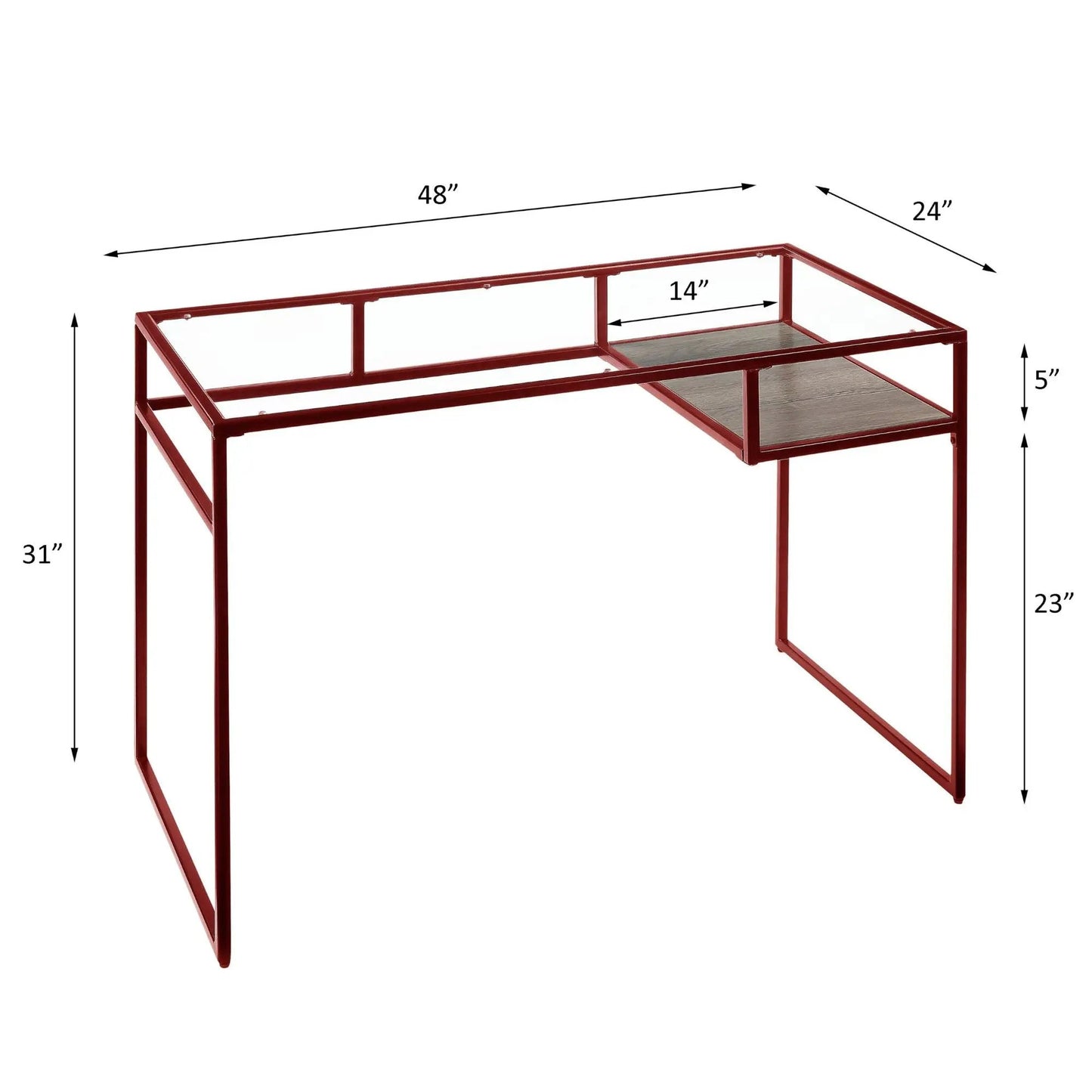 Yasin Glass Top Writing Desk Modern Style