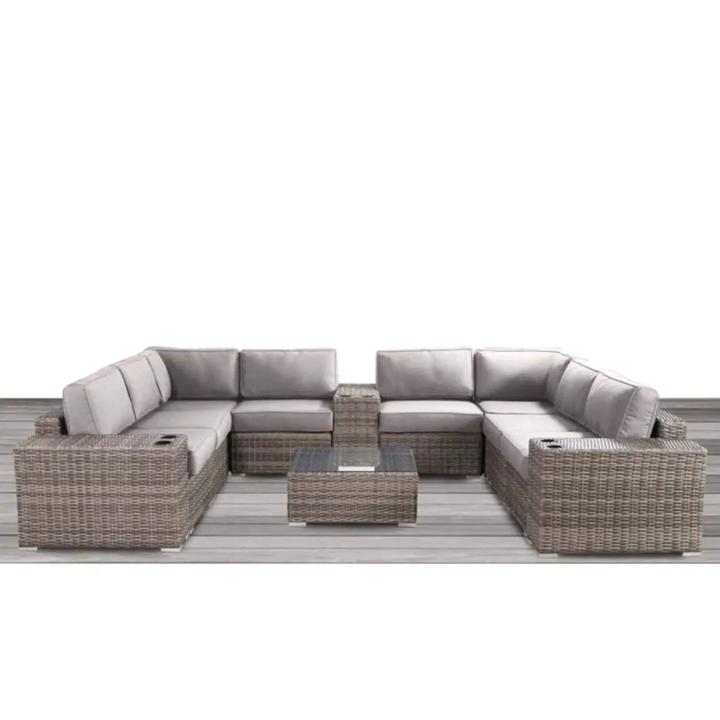 Modern patio rattan sectional with cushions, 2-piece outdoor set by Unique Piece Furniture on Tampa Home & Garden Store