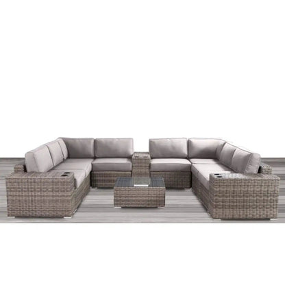 Modern patio rattan sectional with cushions, 2-piece outdoor set by Unique Piece Furniture on Tampa Home & Garden Store