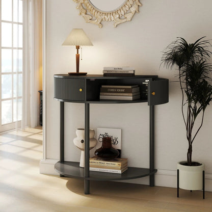 Demi Lune Console Table with 2 Storage Drawers