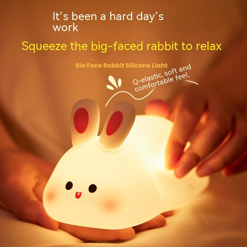 Cute silicone bunny night light with big ears and warm glow, touch sensor bedside lamp on Tampa Home & Garden Store