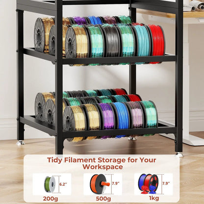 3D Printer Stand with Filament Storage Panel