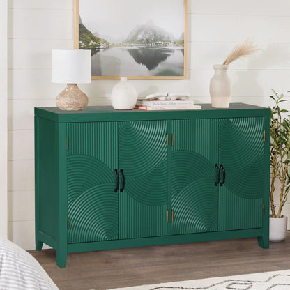 59in green HouseOfZazla mid-century modern 4-door accent cabinet with ribbed circular fronts on Tampa Home & Garden Store