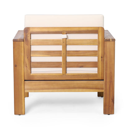 Slat Design Club Chairs With Cushions beige cushions on wooden outdoor arm chair HouseOfZazla on Tampa Home & Garden Store