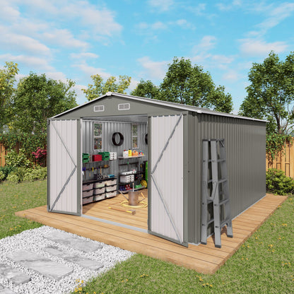 Outdoor Metal Storage Shed With Lockable Doors