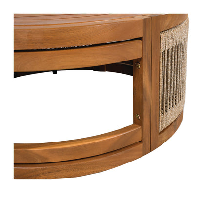 Acacia wood outdoor coffee table with handwoven rope accent, 27.95-inch HouseOfZazla on Tampa Home & Garden Store