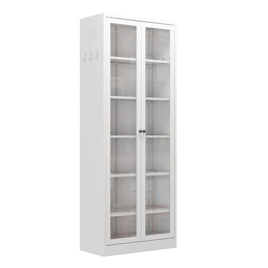 Metal pantry cabinet with adjustable shelves, white finish, tall display by HouseOfZazla on Tampa Home & Garden Store