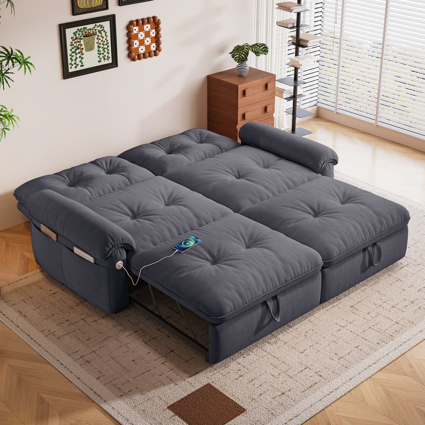 77 Inch Modern and Cozy Convertible Sofa Bed