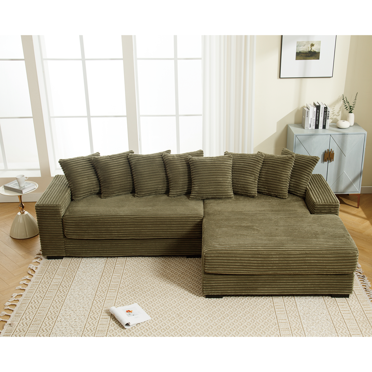 The Oversized Corduroy L Shaped Living Room Sofa
