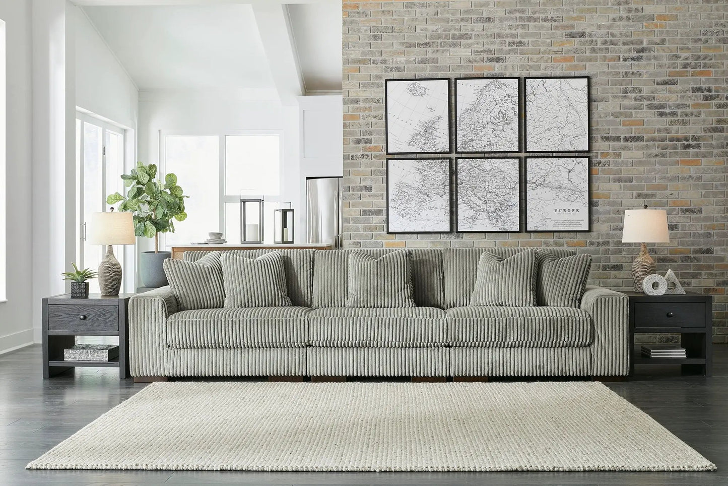 Lindyn Sectional Sofa with Cord Upholstery