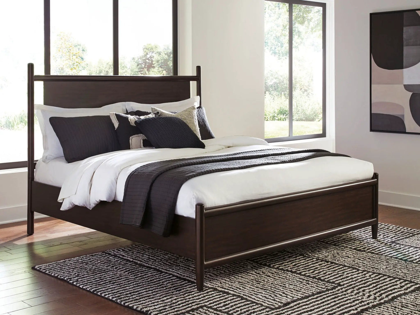 Dantenton Panel Bed in Merlot Finish Bedroom