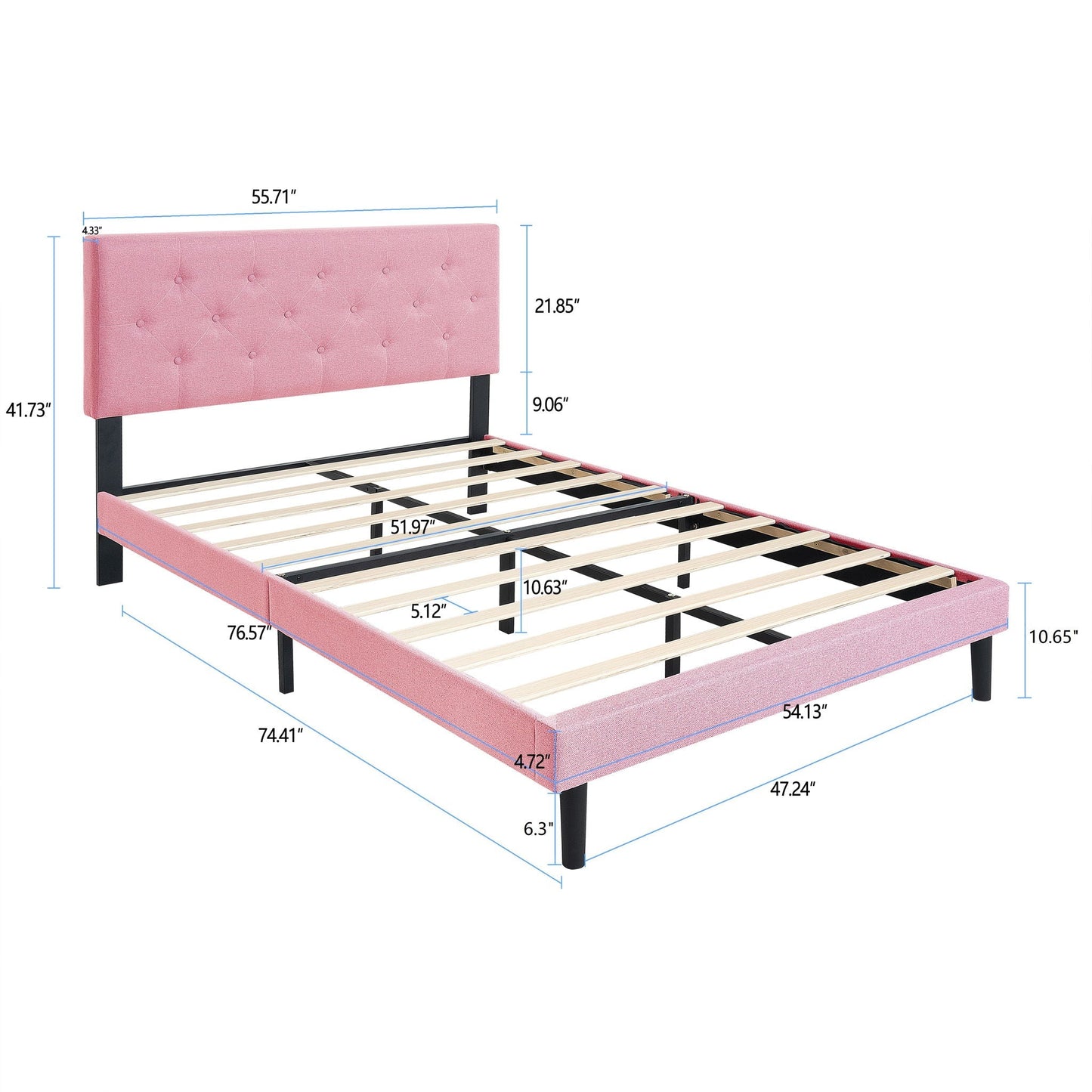 Modern Upholstered Bed Frame with Headboard
