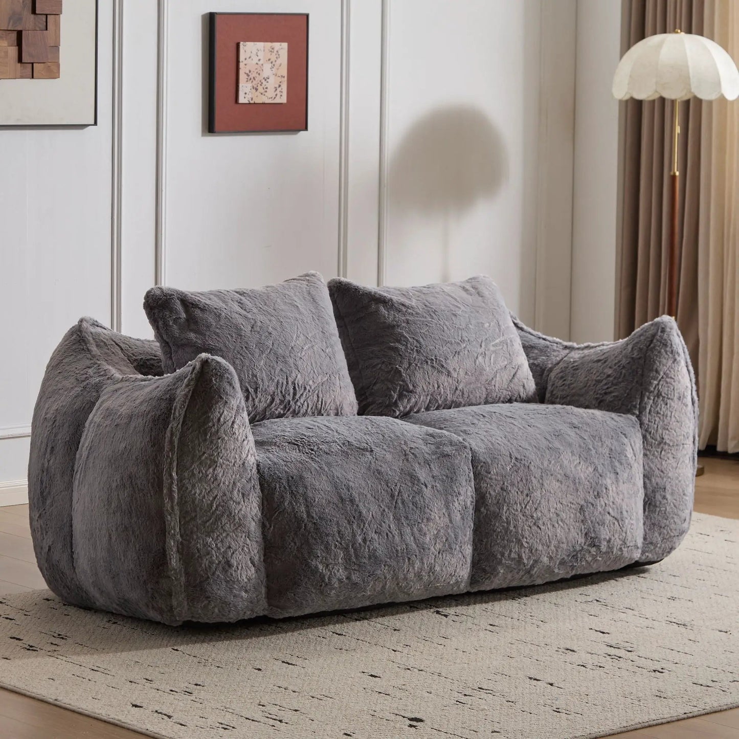Giant Bean Bag Couch and Fluffy Loveseat