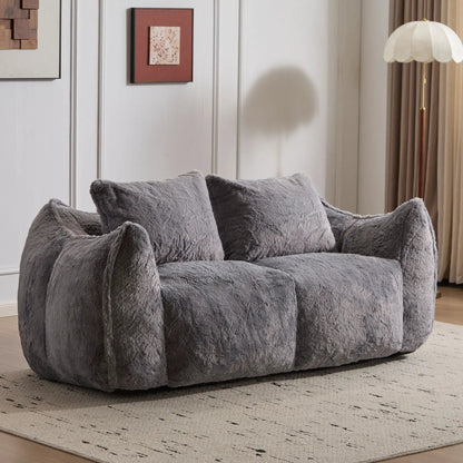 Giant Bean Bag Couch and Fluffy Loveseat
