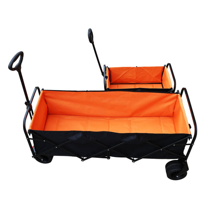 Big Large Capacity Folding Wagon Cart with Extender orange bed and black frame wheels on Tampa Home & Garden Store