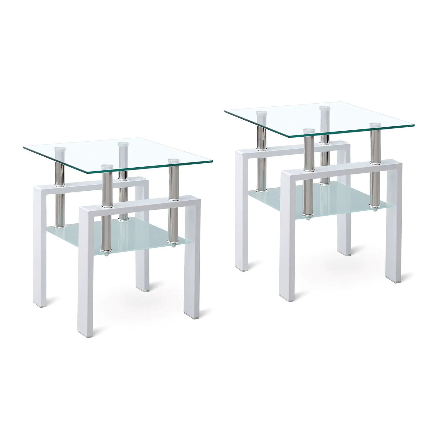 Tempered Glass Table With Storage For Living Room