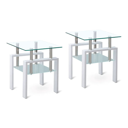 Tempered Glass Table With Storage For Living Room