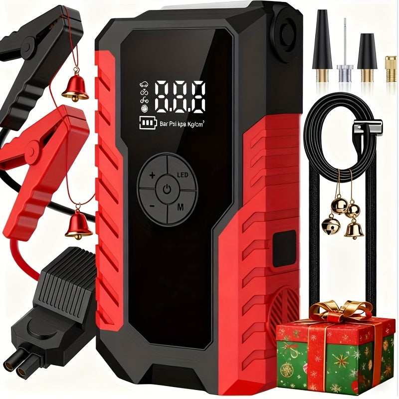 Portable 12V car jump starter with LED display by DailySale red and black rugged unit on Tampa Home & Garden Store