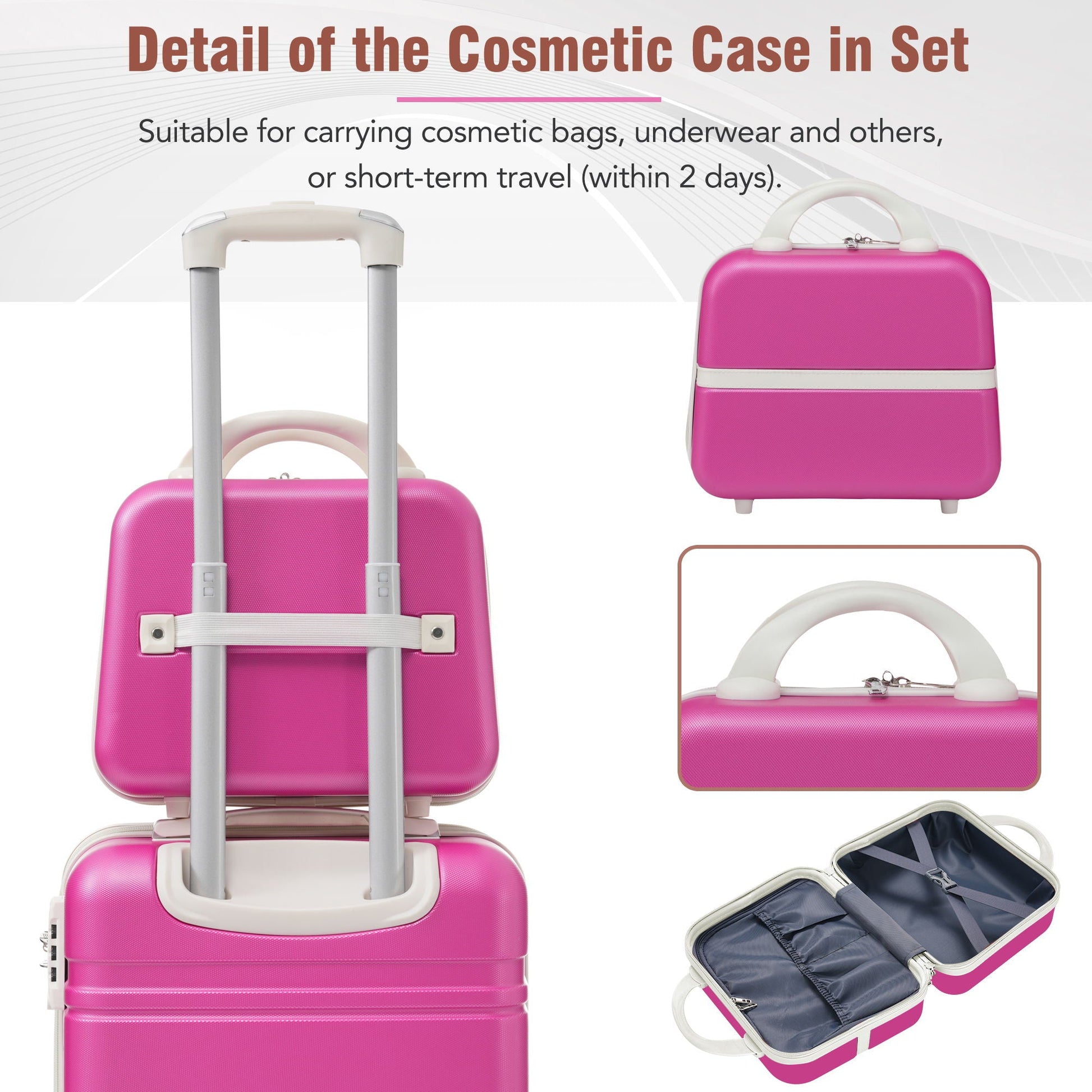 4-piece HouseOfZazla hardshell luggage set pink with 20/24/28 inch spinner cases on Tampa Home & Garden Store