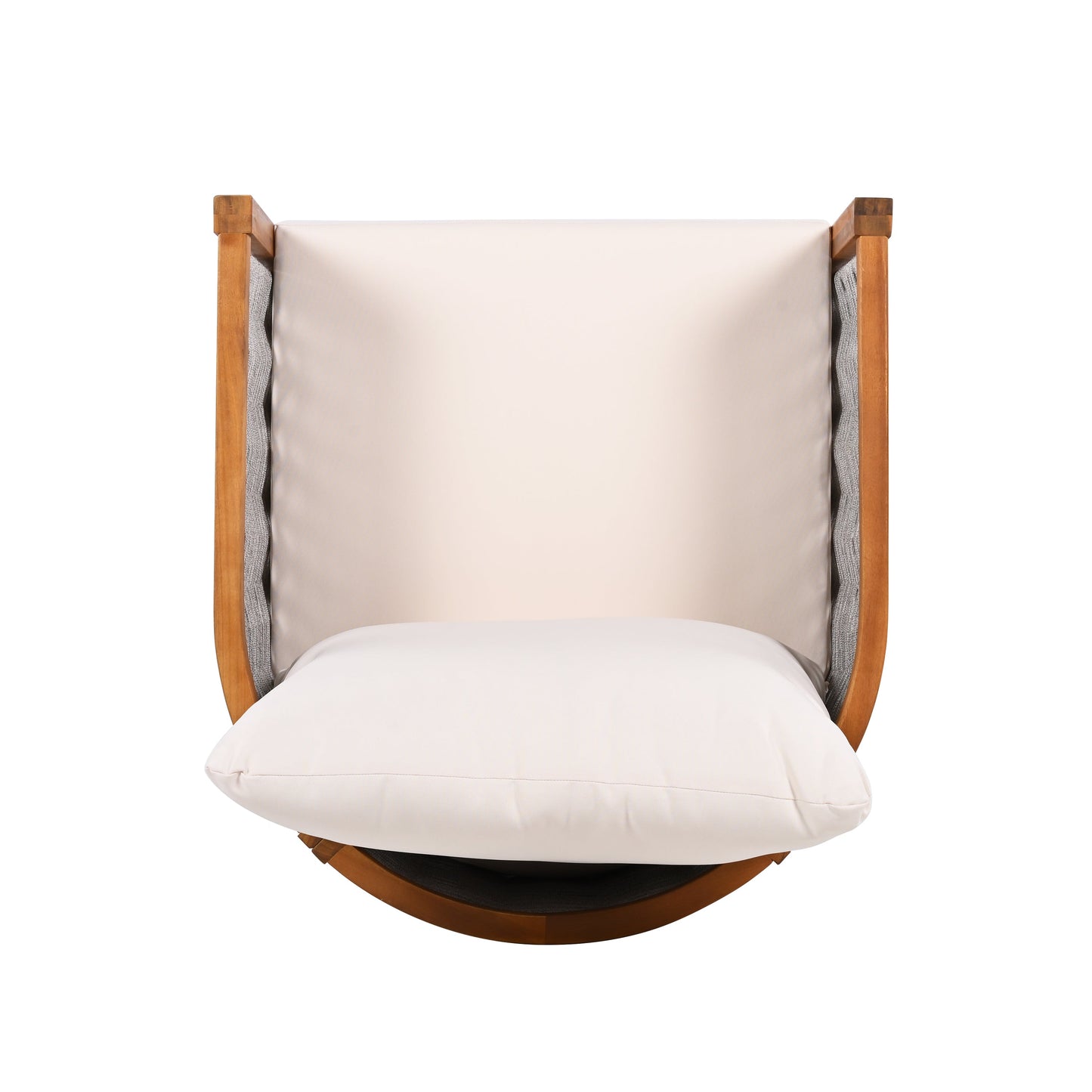 Outdoor Tub Design Armchair with woven rope sides and acacia wood frame beige cushions HouseOfZazla on Tampa Home & Garden Store