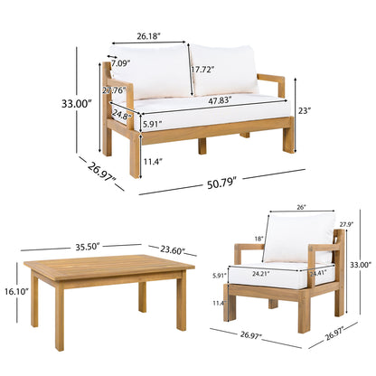 Outdoor 4-Seater Acacia Wood Patio Set for Home