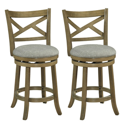 25/30 Inch Swivel Bar Stools Set of 2 with Backrests and Wood Frame