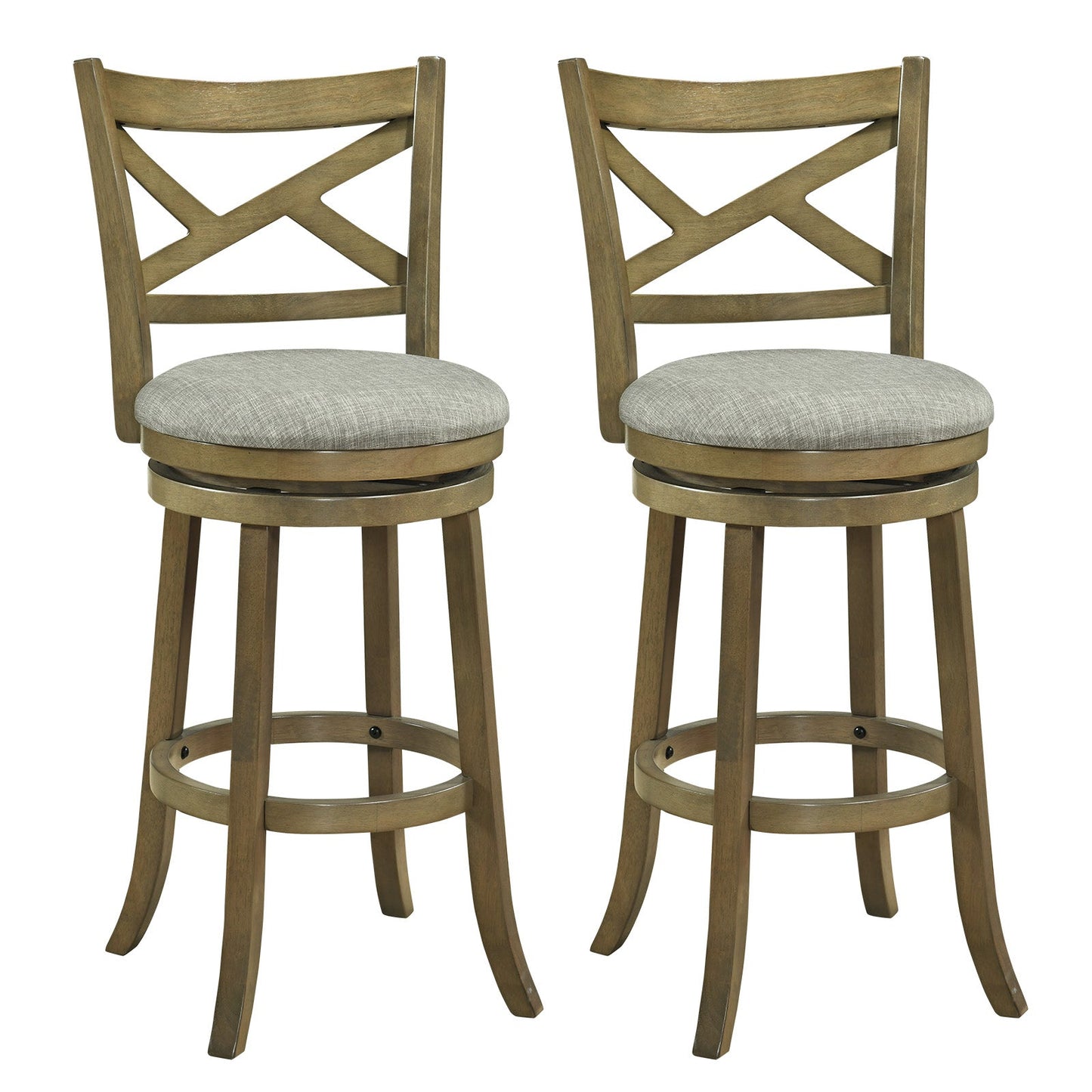 25/30 Inch Swivel Bar Stools Set of 2 with Backrests and Wood Frame