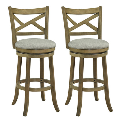 25/30 Inch Swivel Bar Stools Set of 2 with Backrests and Wood Frame