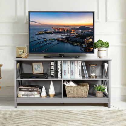 Wooden TV Stand for 55 TV with X Shaped Frame