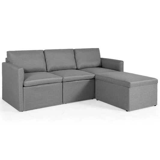 DirectDeals Convertible L-shaped sectional sofa with reversible chaise in gray fabric on Tampa Home & Garden Store