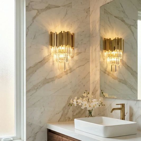 Art Deco Crystal Wall Sconce Gold Chrome – Empire Style E12 Dimmable Wall Light - Tampa Home & Garden Store