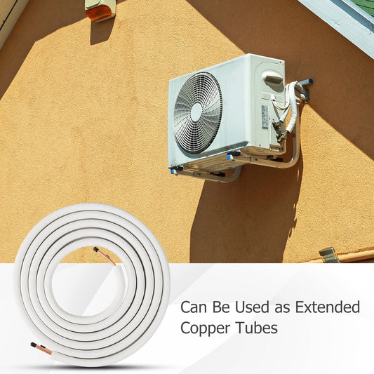 25 Feet Mini Split Line Set with 1/4 Inch and 1/2 Inch O.D. Copper Pipes Tubing - Tampa Home & Garden Store