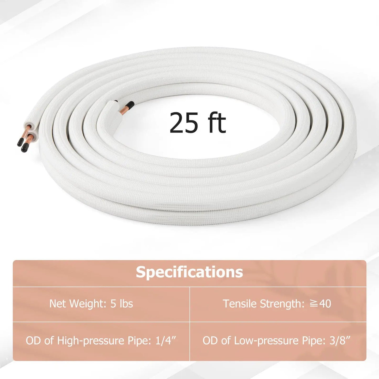 25 Ft Mini Split Line Set With 1/4 and 3/8 Copper