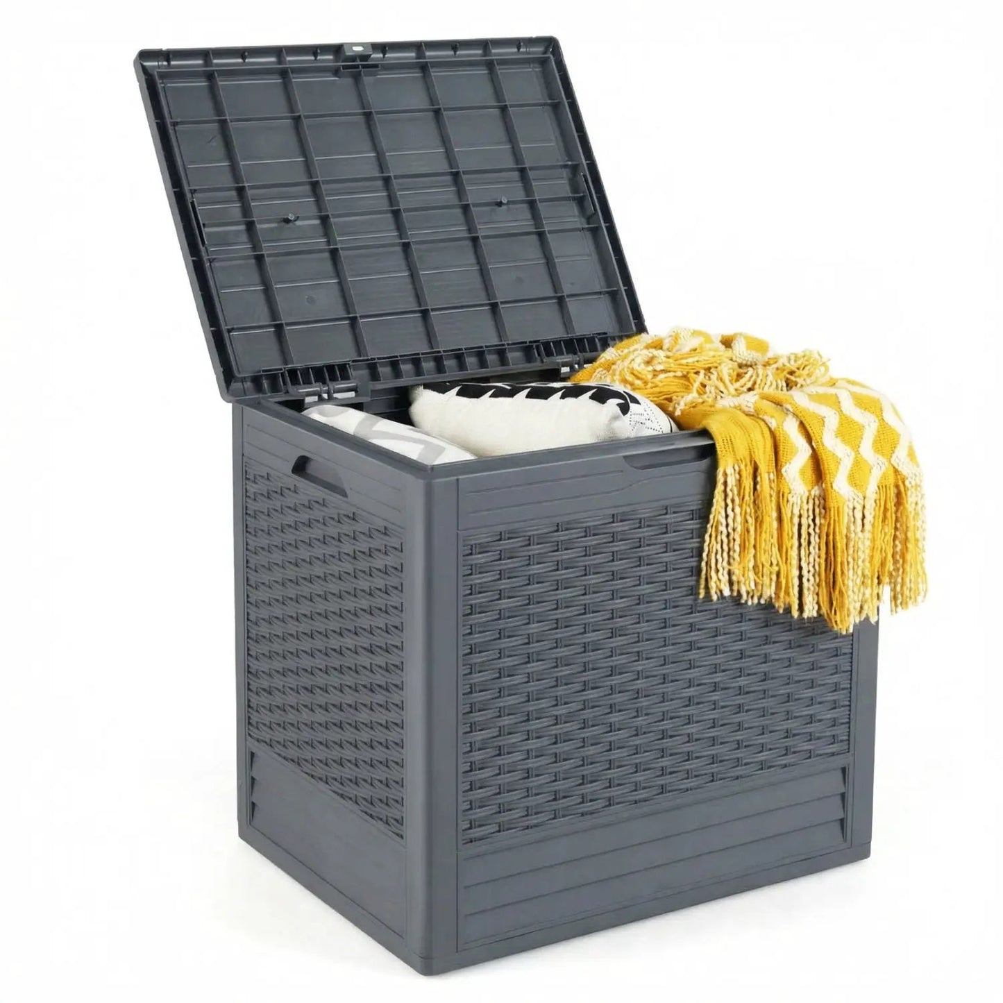 25 Gallon Outdoor Storage Box With Rattan Pattern