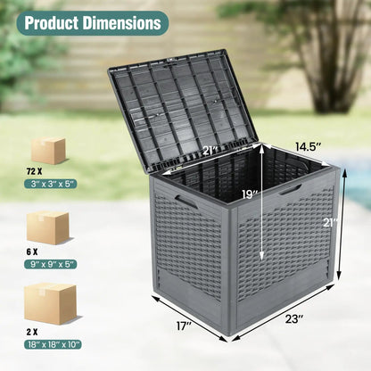 25 Gallon Outdoor Storage Box With Rattan Pattern