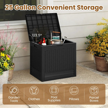 25 Gallon Outdoor Storage Box with Rattan Pattern